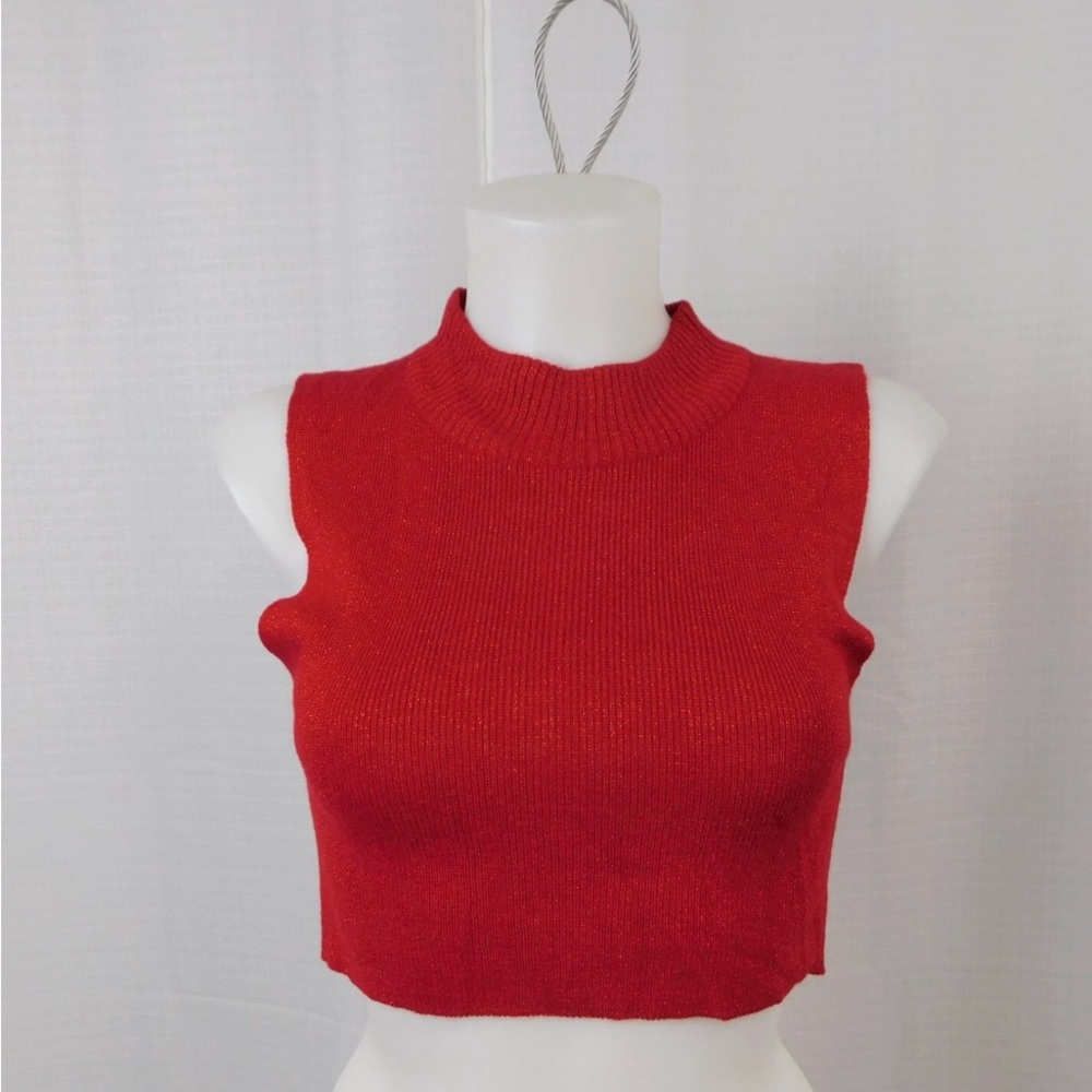 Preston & York Vibrant Red Knit Crop Top